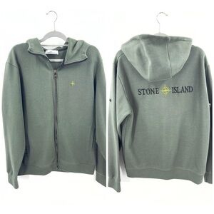 Stone Island Zip Up Hoodie Jacket Womens Size XXL Green Embroidered Logo